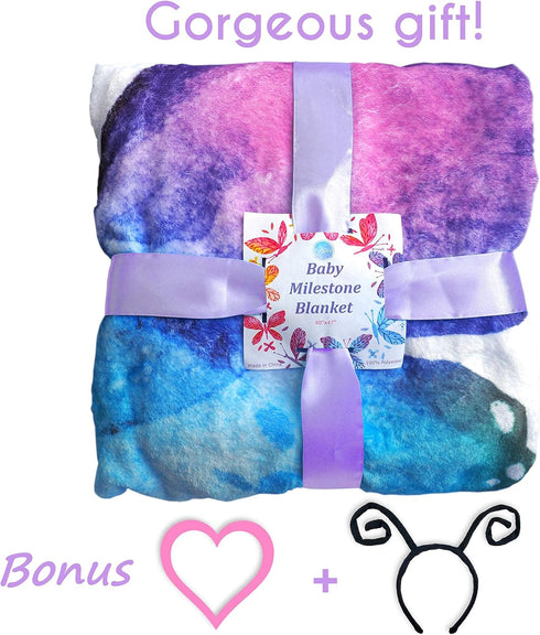 Evovee Baby Monthly Milestone Blanket Girl Boy Unisex Gender Neurtal Month Age Photo Photography Backdrop Newborn Props Nursery Decor Fleece Marke...