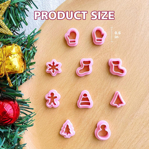Keoker Christmas Clay Cutters, Christmas Clay Cutters for Jewelry Making, 10 Clay Cutters Shapes Christmas, Christmas Tree Clay Cutter for Earring...