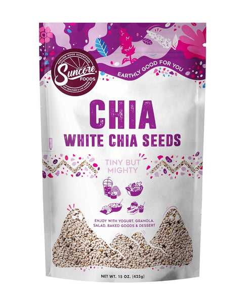 Suncore Foods Organic White Chia Seeds, Gluten-Free, Non-GMO, 15oz (1 Pack)...