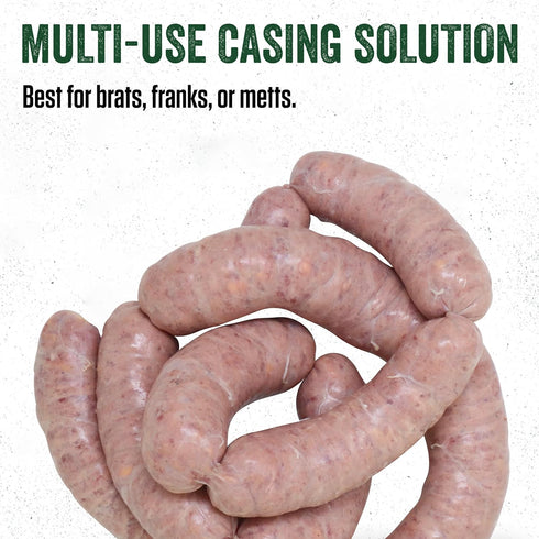 LEM Products Pre-Tubed Natural Hog Casings, 32-35mm, Edible Sausage Casings, Stuffs Approximately 50 Pounds, Great for Sausage Links, Franks, Mett...