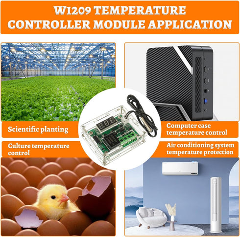 W1209 12V DC Digital Temperature Controller Board Micro Digital Thermostat -50-110°C Electronic Temperature Temp Control Module Switch with Waterp...