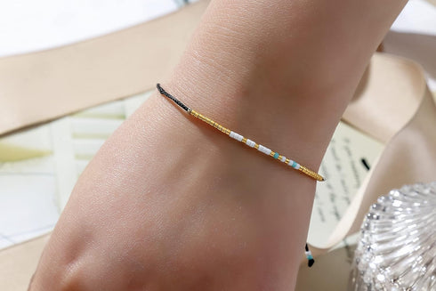 RareLove Sister Morse Code Beaded Bracelet Sister Birthday Gifts from Sister Long Distance Friendship Christmas Gifts Waterproof Gold Blue White T...