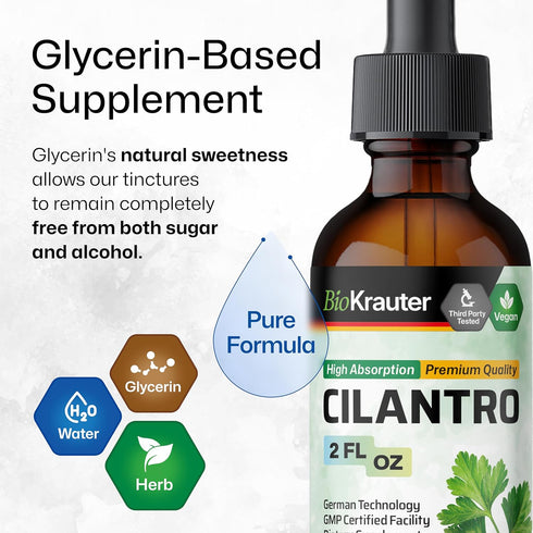 BIO KRAUTER Cilantro Supplement - Rich Source of Antioxidants - Natural Cleansing & Detox Cilantro Tincture - Vegan, Alcohol Free Drops 2 Fl. Oz....
