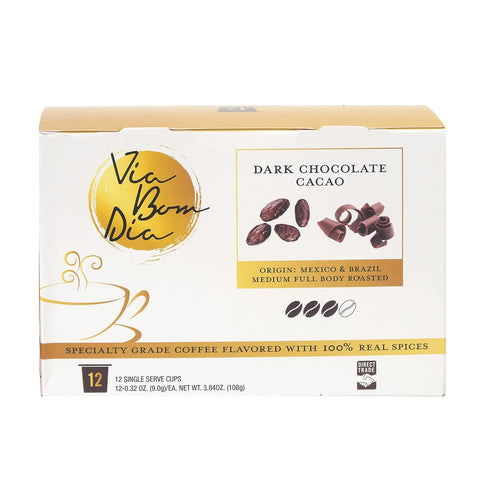 Via Bom Dia Naturally Flavored Kcup Coffee Pods, Dark Chocolate Flavor, 12 Count (Pack of 1), for Single-Serve Keurig Machines...