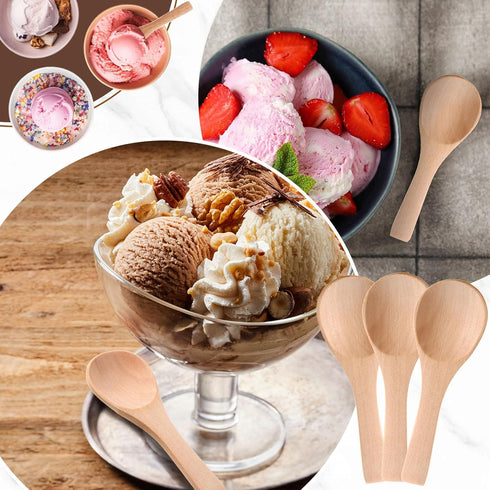 Boao 50 Pcs Small Wooden Spoons, 3.5'' L, Mini Wood Natural Tiny Spoons Wooden Little Teaspoons for Jars Sugar Creamer Honey Spices Salt Kitchen S...