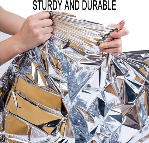 Outdoor Aluminum Foil Warming Blanket for Wilderness Survival, Camping, Easy Tenting - Rain and Sun Protection - Reflective Warming First Aid Alum...