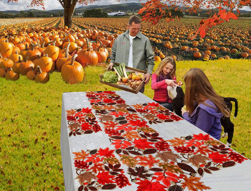 Simhomsen Embroidered Leaves Table Runner for Thanksgiving, Fall or Autumn Harvest Decorations, Dresser Scarf (14 × 53 inches)...