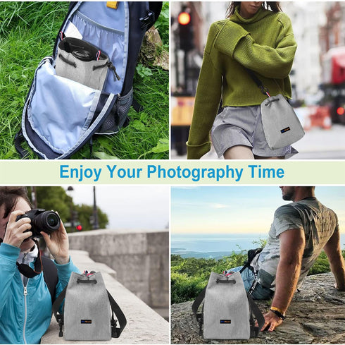 Camera Bag, Camera Case, Drawstring Camera Bag, Waterproof Camera Shoulder Bag, Soft Camera Case with Camera Straps for Photographers...