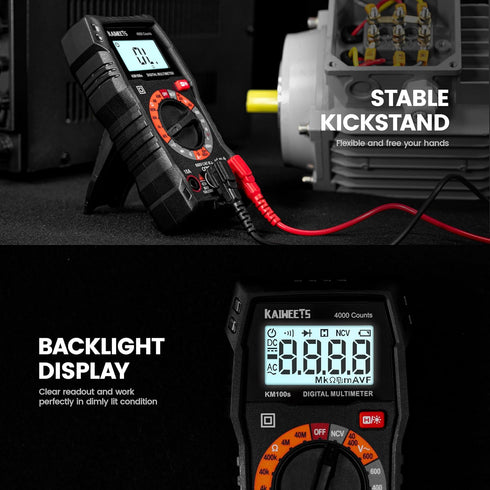 KAIWEETS Digital Multimeter 4000 Counts, Voltage Tester with Accurate Ohm Volt Amp Readings, DC/AC Voltmeter Clearly Measures Resistance Continuit...