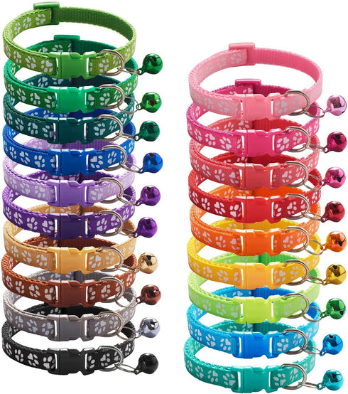 Puppy Collars with Bell-Adjustable Litter Collars Pups - Kitten Collar for Newborn pet - Set of 19...
