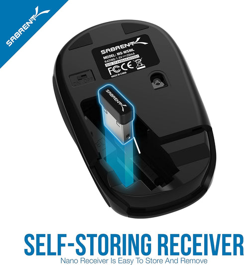 SABRENT Mini Travel 2.4GHz Wireless Mouse with Nano Receiver (MS-WSML)...