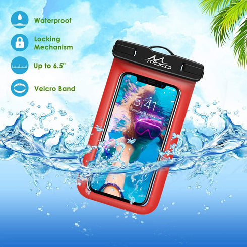 MoKo Waterproof Phone Pouch Holder, Underwater Cellphone Case Dry Bag with Lanyard Armband Compatible with iPhone 14 13 12 11 Pro Max X/Xr/Xs Max/...