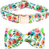 Dog Collar Flowers Print Pet Collar Soft Cute Dog Collar with Bow Tie Adjustable Metal Buckle Collar Gift Collar for X-Large Dogs...