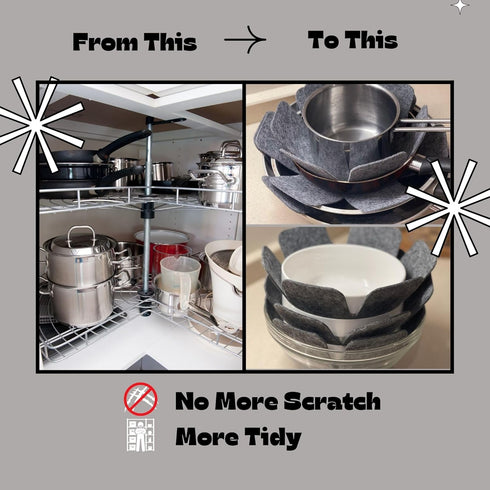 VHD Felt Pot and Pan Protectors - Set of 3, Pot Dividers Pads, Stacking Pan Protectors, Pan Separators, Bowl & Plate Separators, Pads for Protecti...