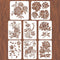 8pcs Peony Wall Stencils for Painting 11.7x8.3" Tile Stencil Set Reusable Plastic Wall Stencils Template for Painting on Wood Wall Furniture Floor...