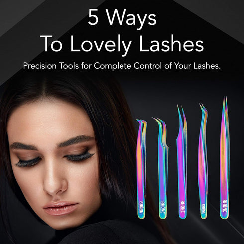 Eyelash Extension Tweezers - Japanese Surgical Steel, Professional, Precision Tips, 5-Piece Tweezer Set with Angles, Eyelashes Tools for Individua...