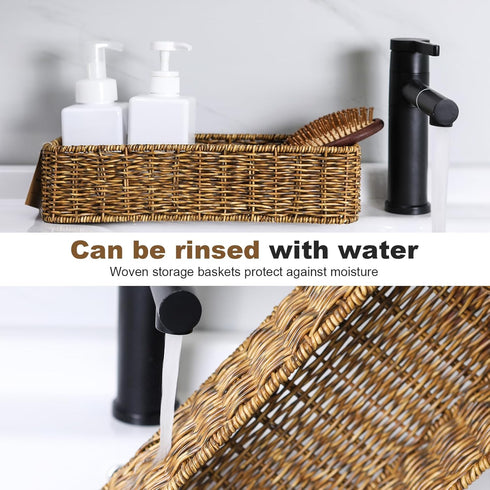 Small Wicker Baskets, Wicker Toilet Basket Tank Topper?Toilet Paper Basket for Back of Toilet Tank Top, 1-Pack...