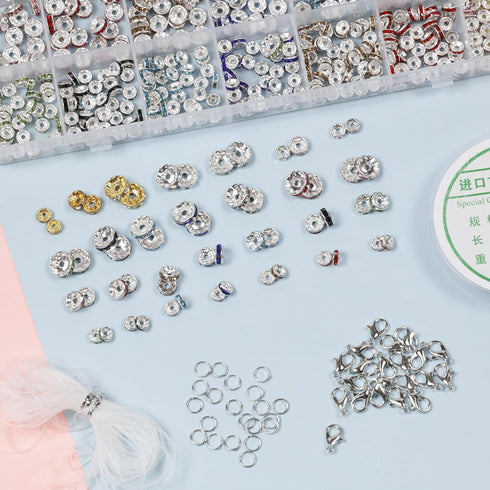 Incraftables Rondelle Beads for Jewelry Making 800pcs. Rhinestone Spacer Beads for Kids & Adults. Crystal Rondelle Spacer Beads for Bracelet Makin...