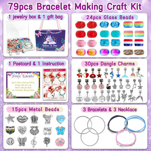 klmars Charm Bracelet Making Kit,Jewelry Making Supplies Beads,Unicorn/Mermaid Crafts Gifts Set for Girls Teens Age 5-12...