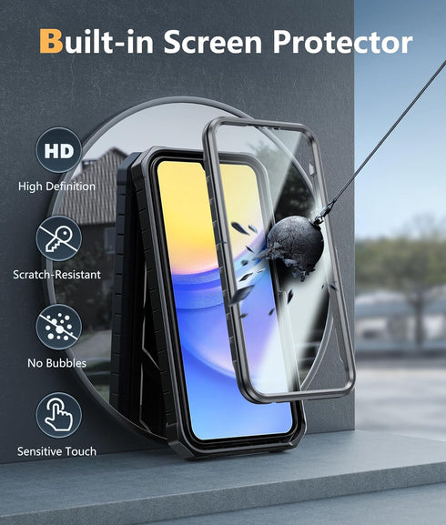 FNTCASE for Samsung Galaxy A15-5G Case: Military Grade Drop Proof Protection Phone Cover with Kickstand | Heavy Duty Rugged Full Body Protective S...