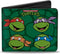 Nickelodeon Men's Buckle-Down PU Bifold Wallet-Classic TMNT Group Faces + Pose Turtle Shell Black/Green, Multicolor, 4.0" x 3.5"...