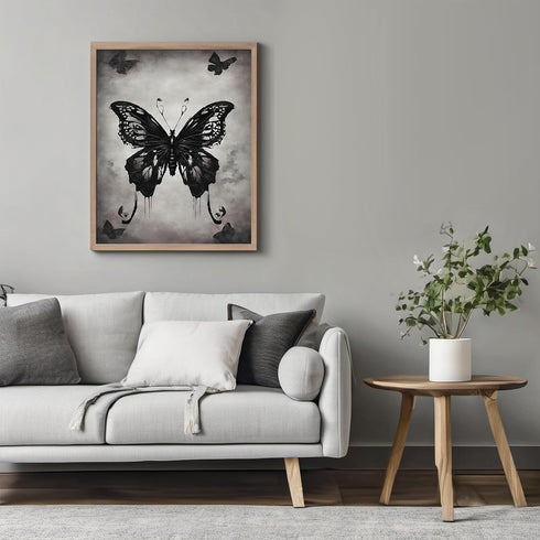 Posterizer 1 pcs- gothic black butterflies-retro background-Gothic Art-Art for Animal Lovers- Living Room Bedroom Decor- unframed wall art...