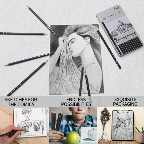 Sketch Pencils for Drawing,12 Pack Drawing Pencils, Art Pencils, Graphite Pencils, Art Pencils for Drawing and Shading, Sketching, Artist Pencils ...