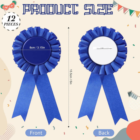 12 Pieces Blank Award Ribbon Prize Ribbon 1st Place Rosette Ribbon Award Medal Winner Victory Ribbon Recognition Participation Ribbon for Competit...
