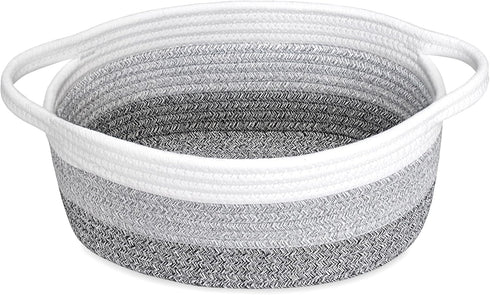 ABenkle Small Woven Basket, 12"x 8" x 5" Cute Small Basket, Rope Room Shelf Storage Basket, Cat Dog Toys Basket Chest Box, Empty Decorative Gift B...