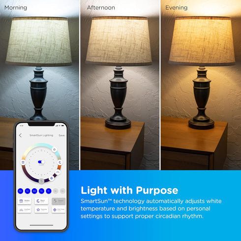 Enbrighten Vibe Smart Light Bulb, A19, Dimmable, 2700K-6500K Adjustable White, Compatible with Alexa and Google Home, Wi-Fi Light Bulb, 51336...