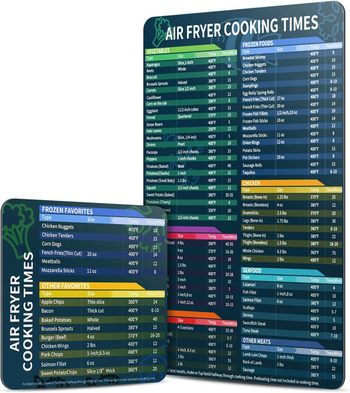 Air Fryer Magnetic Cheat Sheet Set, Cook Times Chart Air Fryer Accessories Magnet Sheet Quick Reference Guide for Cooking and Frying, Easy to Use,...
