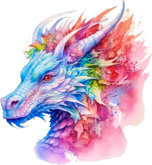 Fabric Panel 14"x14" Watercolor Dragon 100% Cotton Quilting Panel Square AM1401...