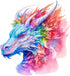 Fabric Panel 14"x14" Watercolor Dragon 100% Cotton Quilting Panel Square AM1401...