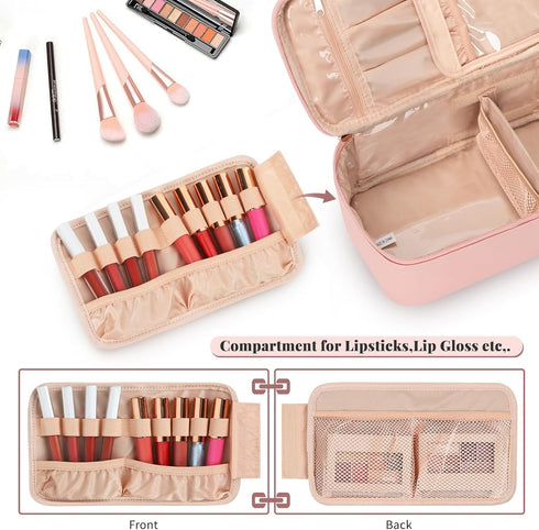OCHEAL Makeup Bag, Travel Makeup Bag With Multi-Compartments,Large Capacity Pink Cosmetic Bags Organizer For Women Girls,Waterproof Portable Toile...