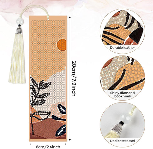 4 Pieces Boho Diamond Art Bookmarks 5d Bookmark Boho Beaded Bookmark Leather Tassel Bookmark for DIY Making Beginner Kids Adults Arts Craft Suppli...