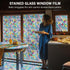 FEOMOS Stained Glass Window Film, Window Privacy Films, Colorful Lattice Window Tint, Rainbow Glass Decals Stickers for Home Anti UV 17.3 x 78.7 i...