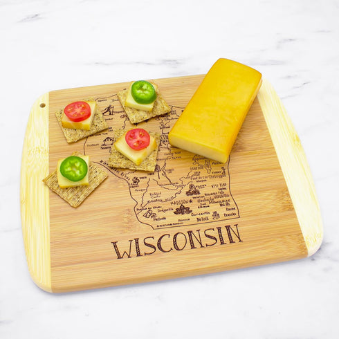 Totally Bamboo A Slice of Life Wisconsin State Serving and Cutting Board, 11" x 8.75"...