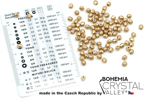 2.1oz (60 g) Mix of Unique Czech Bohemia Glass Pressed Beads, Rocailles, Aztec Pale Gold Crystal, Matte and Glossy, Hand Made BCV...