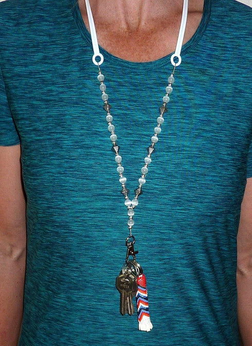Hidden Hollow Beads Beaded Women's Lanyard Strap, Cell Phone Exersize Teacher Nurse Keys Keychain ID Card Badge Holder...