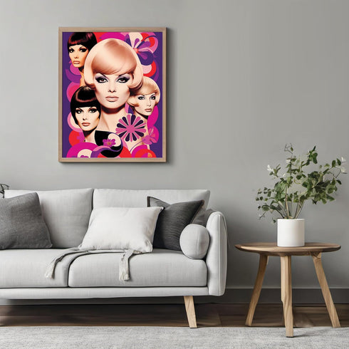 Posterizer 1 pcs-vintage women pink and purple collage-Retro Art-Abstract & Modern Art-Gift for Art Lovers- UNFRAMED Wall Art...