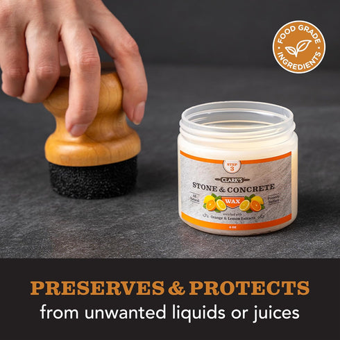 CLARK’S Stone and Concrete Wax - Soapstone Wax with Orange and Lemon Extracts - Helps Preserve and Protect Against Liquids - Revitalizes Stone Sur...