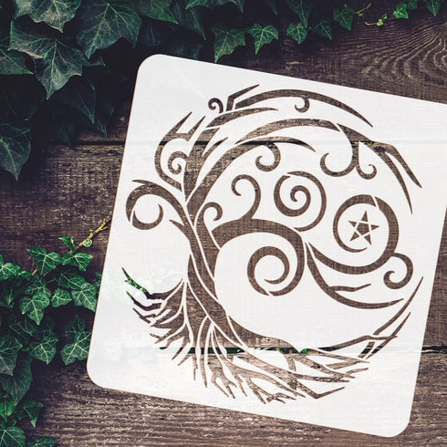 FINGERINSPIRE Tree of Life Stencil 11.8x11.8 inch Starry Night Tree of Life Stencil Plastic Tree Stars Patterns Stencil Reusable Create DIY Crafts...
