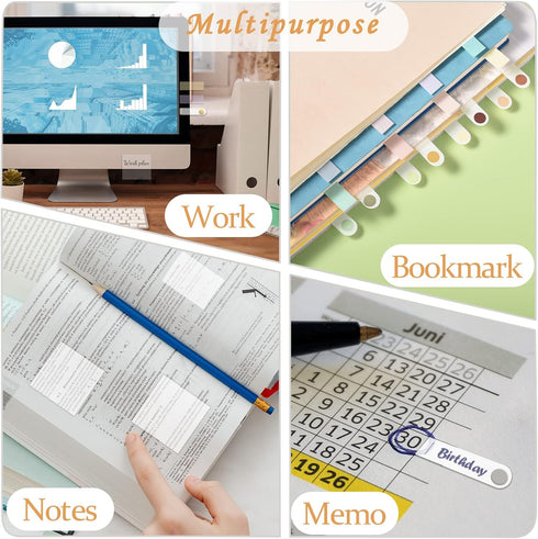 BAYTORY 700Pcs Transparent Sticky Notes, Clear Waterproof 3 x 3 inch See Through Memo Pad Page Markers, Self-Adhesive Translucent Writable Index T...