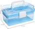 MyGift 10 Inch Portable First Aid Storage Box Transparent Blue Plastic Case, Tool Box, Sewing Box Organizer, Travel Kit Box with Removable Tray, C...