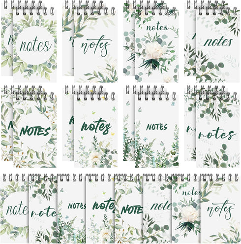 24 Pack Greenery Eucalyptus Spiral Notebook Mini Aesthetic Spiral Notebook Cute Eucalyptus Flower Baby Shower Party Favors Journal Small Memo Note...