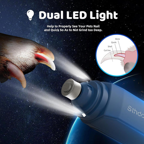Dog Nail Grinder, Super Quiet LED Light 2 Speeds LCD Display Electric Rechargeable Pet Nail Trimmers Clipper Painless Paws Grooming & Smoothing To...