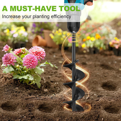 Auger Drill Bit for Planting 1.6 x 9 Inch, Garden Auger Spiral Hole Drill, Bulb Auger, Easy Planter Rapid Planter Bulb & Bedding Plant Auger for 3...