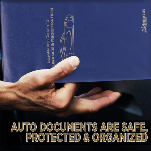 Andalus Auto Registration & Insurance Card Holder Pack of 1, Waterproof Essential Car Registration Holder with Hook & Loop Closure, Perfect for Ev...