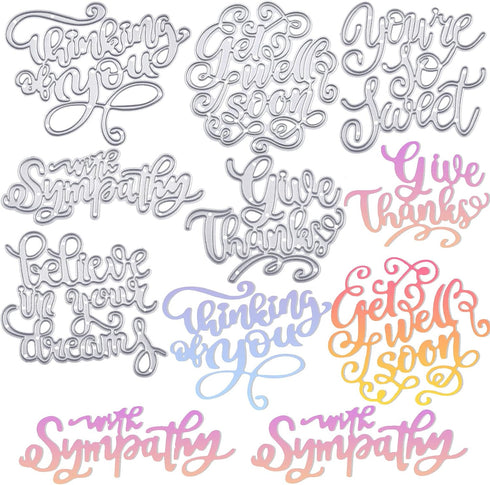 6 Pieces Metal Die Cuts Words for Card Making Embossing Word Cutting Dies Inspirational Sympathy Words Template Stencil for DIY Scrapbooking Makin...
