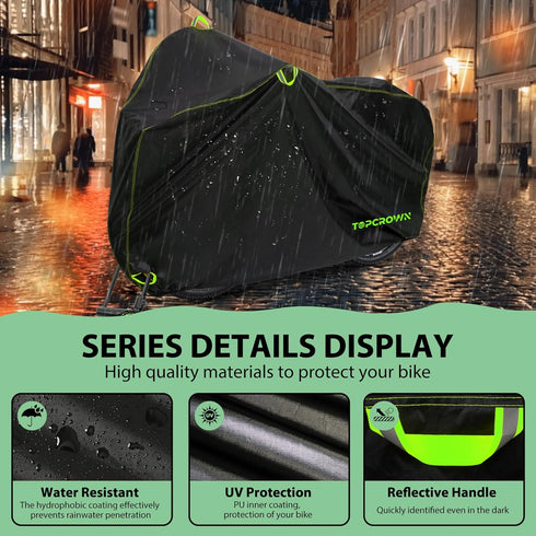 Bike Cover Waterproof Outdoor Storage for 1 Bike up to 29", Bicycle Cover with Storage Bag, Rain/Snow/UV/Dust/Wind Proof for Mountain/Road/City/El...